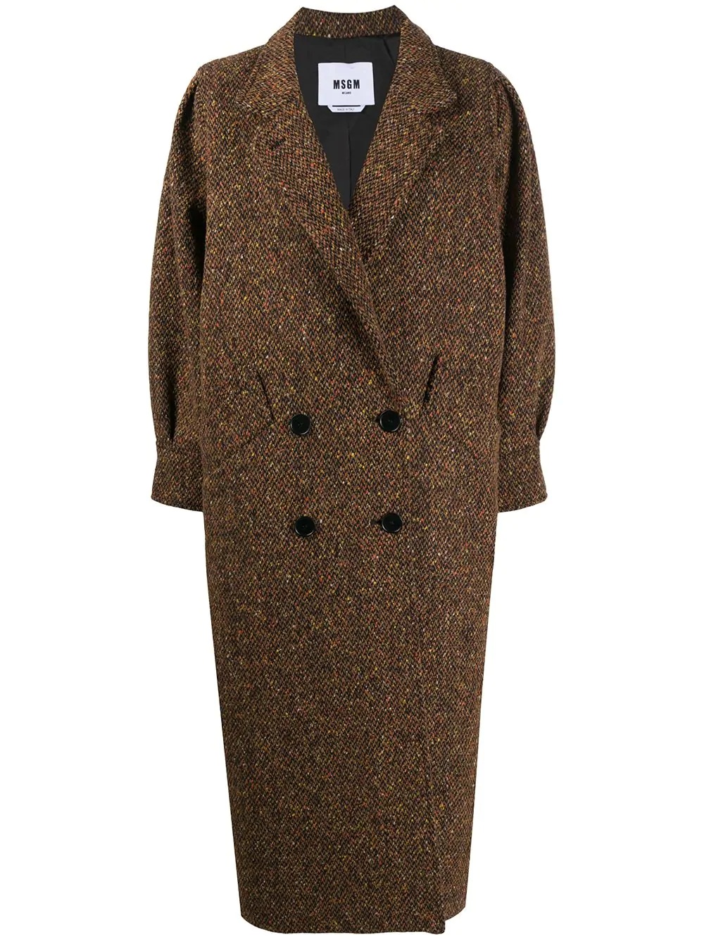 double-breasted tweed coat - 1