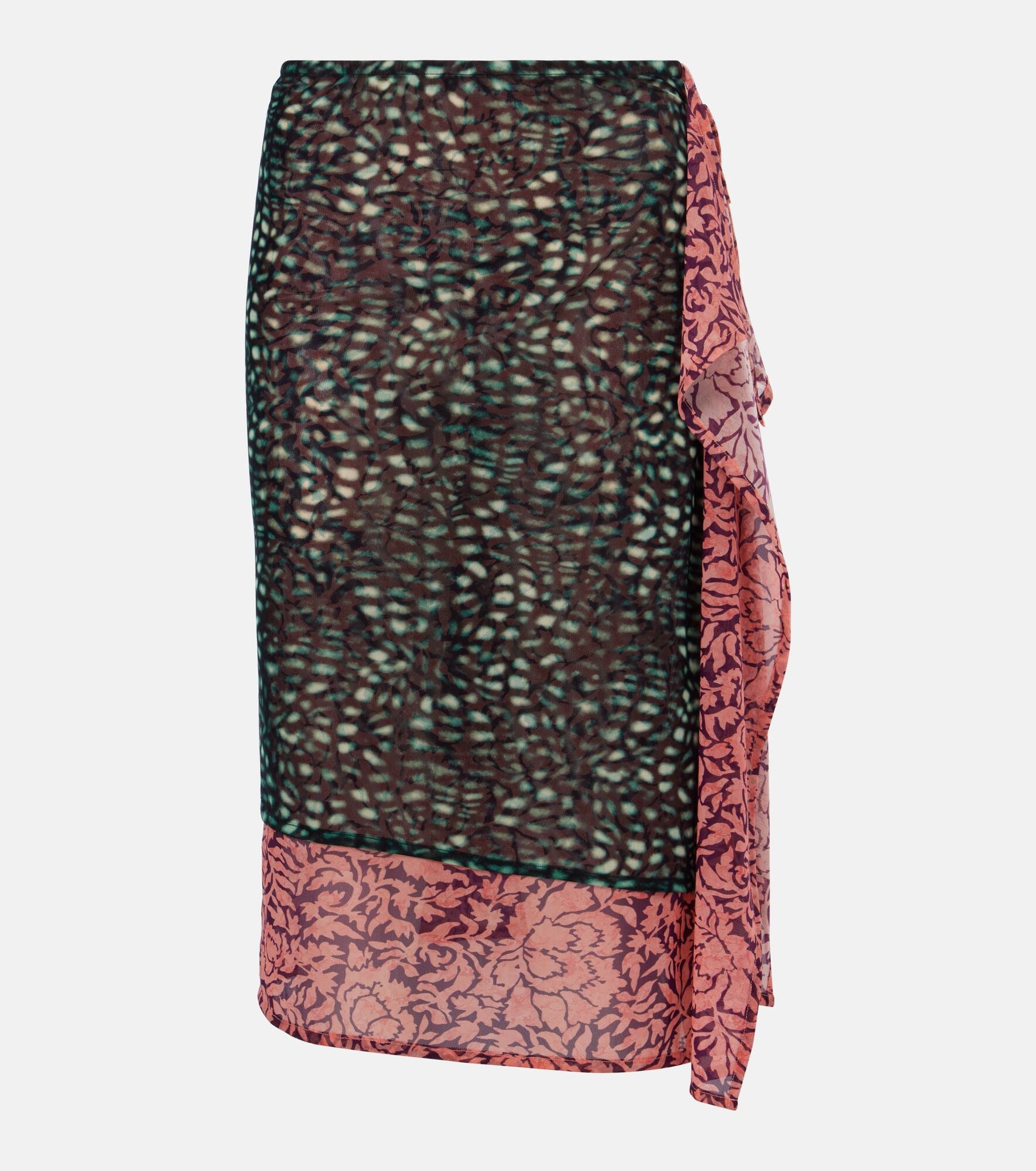 Printed draped midi skirt - 1