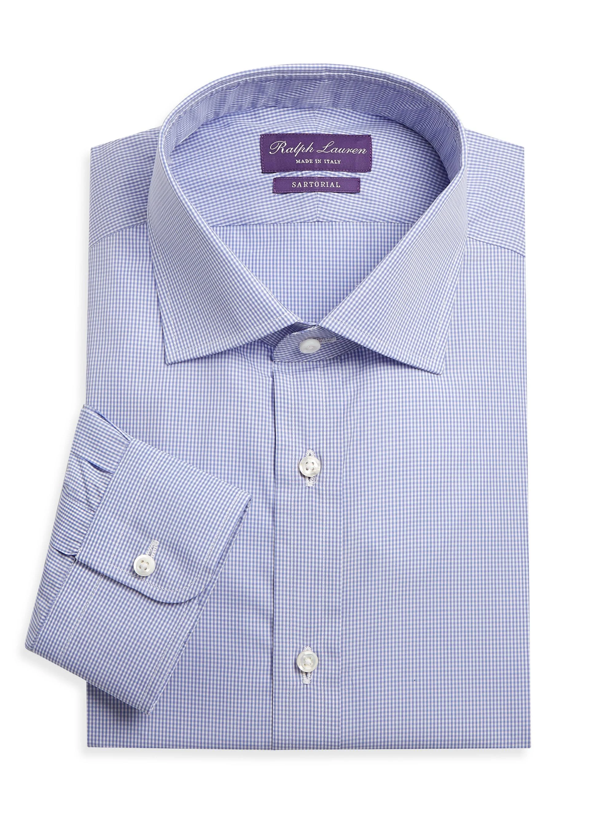 Men's Aston Gingham Sport Shirt - Sky Blue White - 1