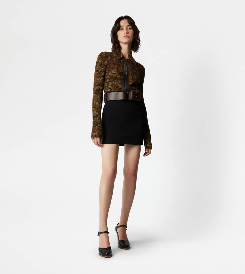 Tod's ZIPPED POLO SHIRT WITH LEATHER INSERTS - YELLOW, BROWN outlook