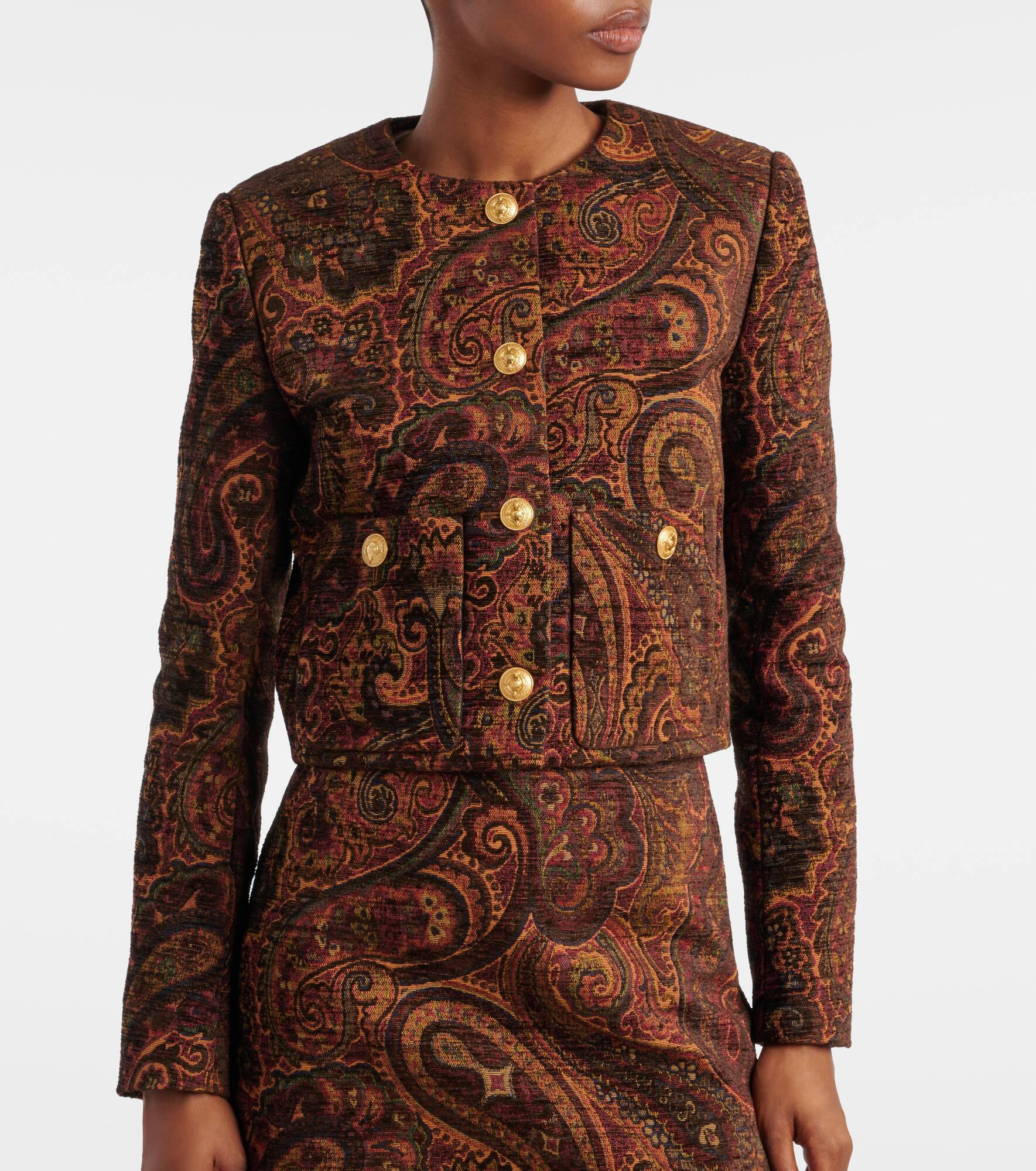 Paisley cropped jacquard jacket - 5