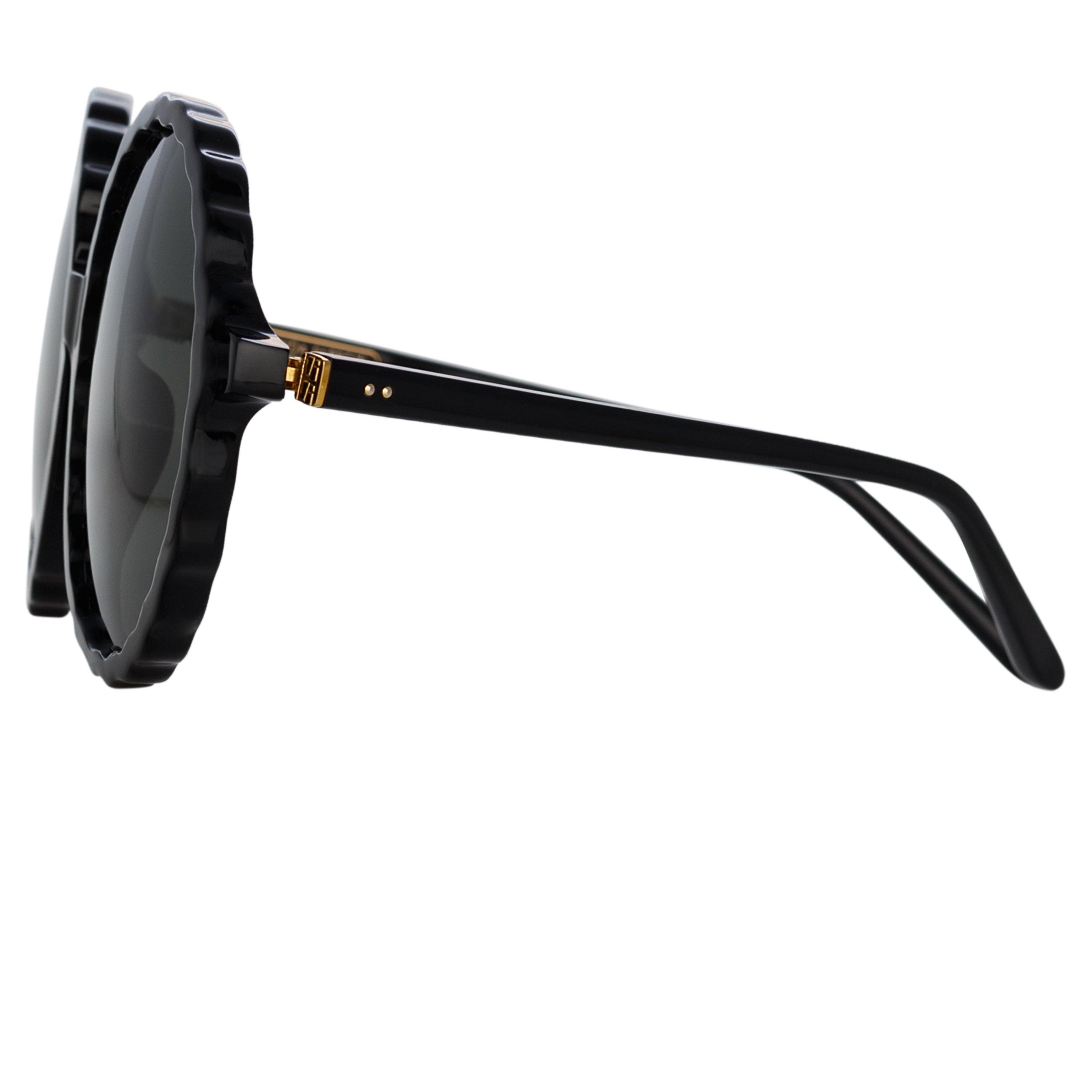 NOVA ROUND SUNGLASSES IN BLACK - 5