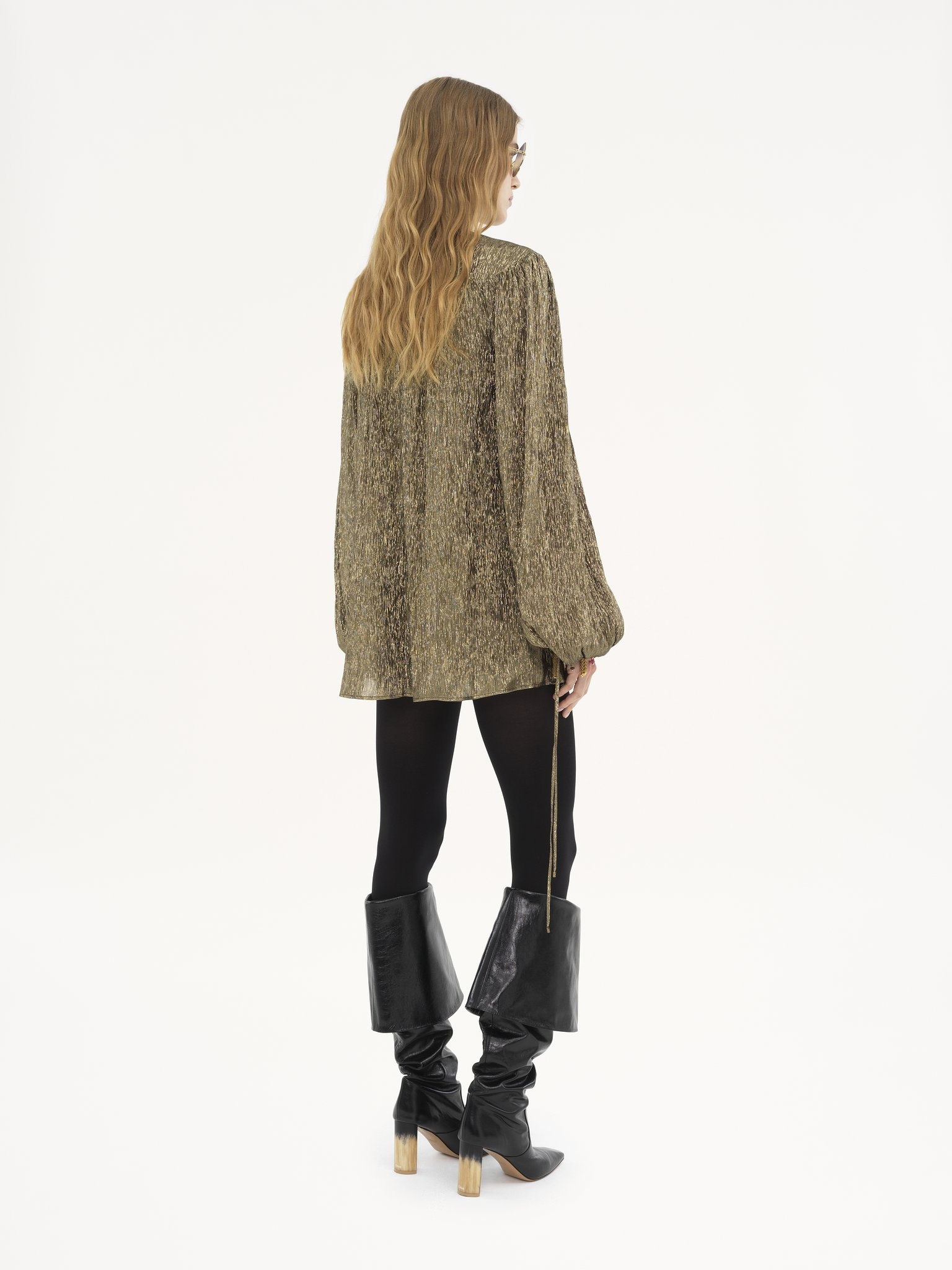 GATHERED MINI DRESS IN SILK CRÊPON - 4