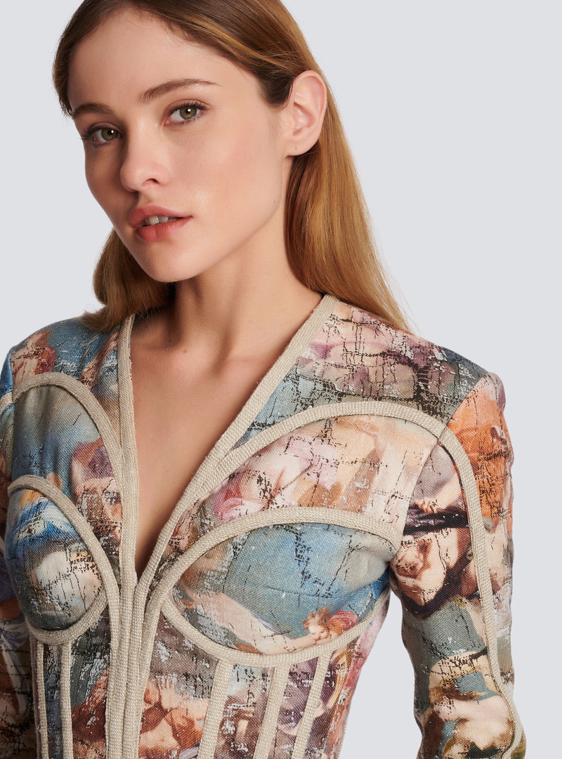 Sky printed linen cage dress 6