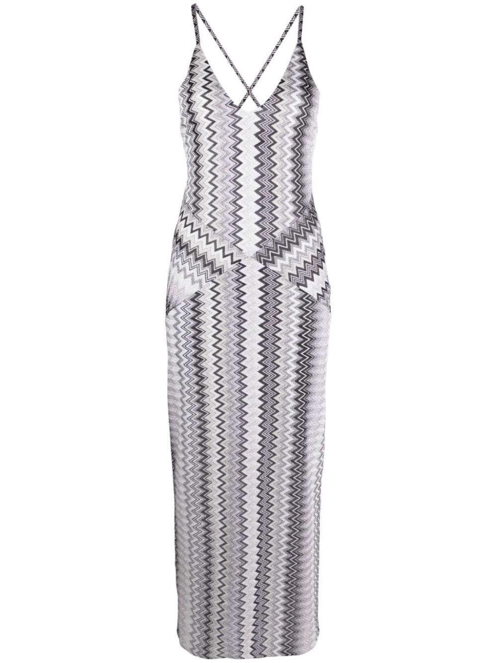 zigzag-pattern lurex midi dress - 1