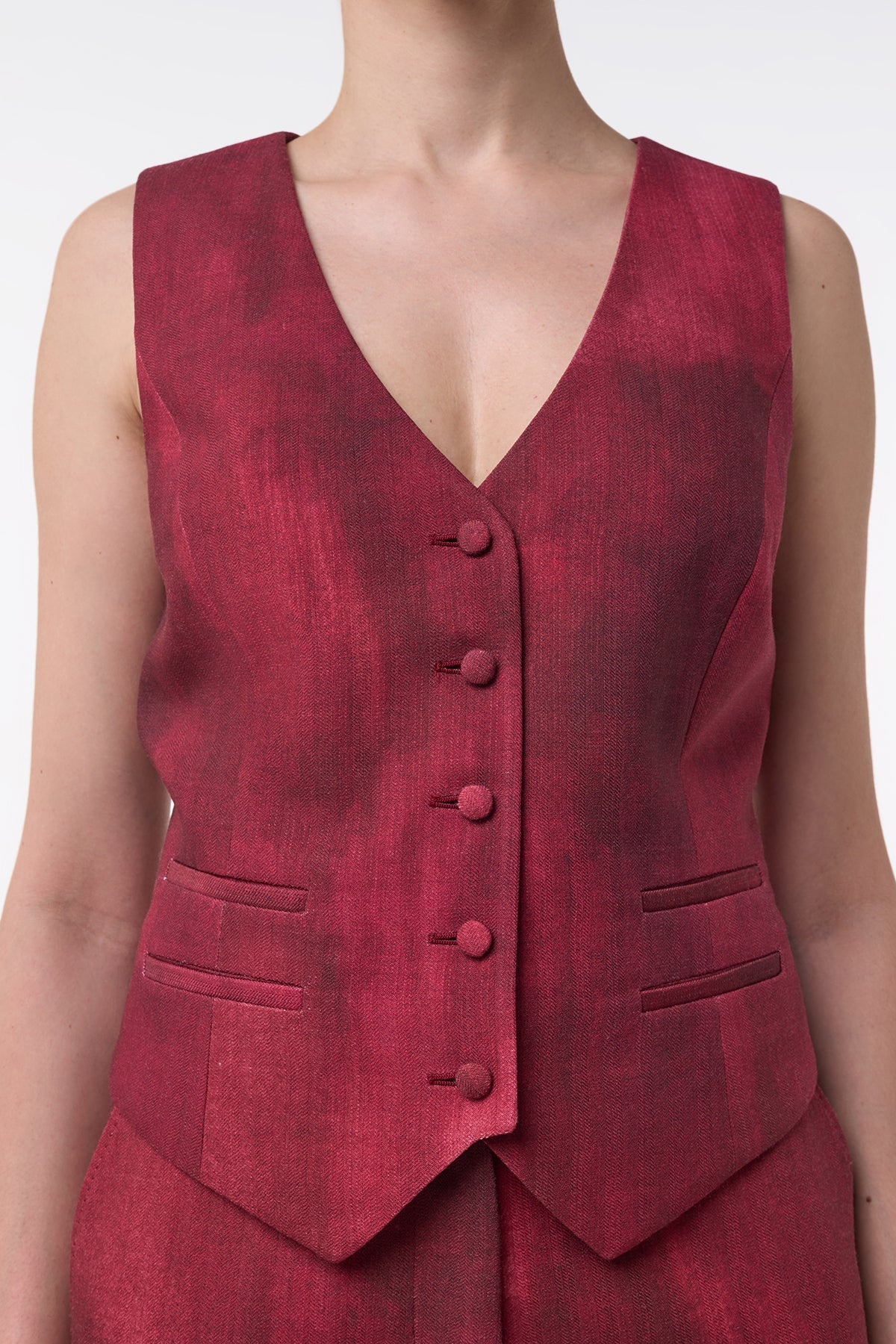 Coleridge Vest in Bordeaux Virgin Wool - 5