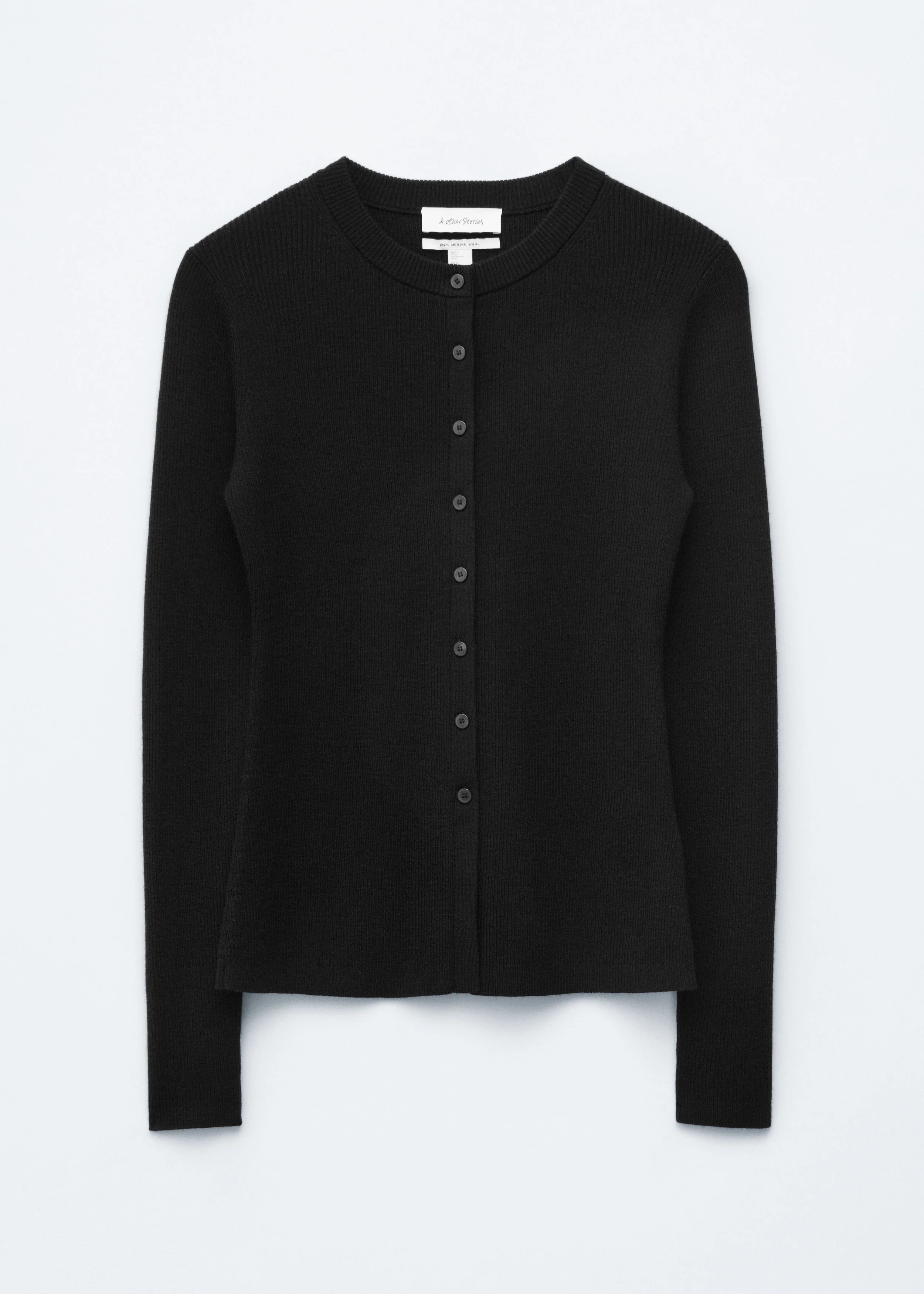 Rib-Knit Merino Wool Cardigan - 1
