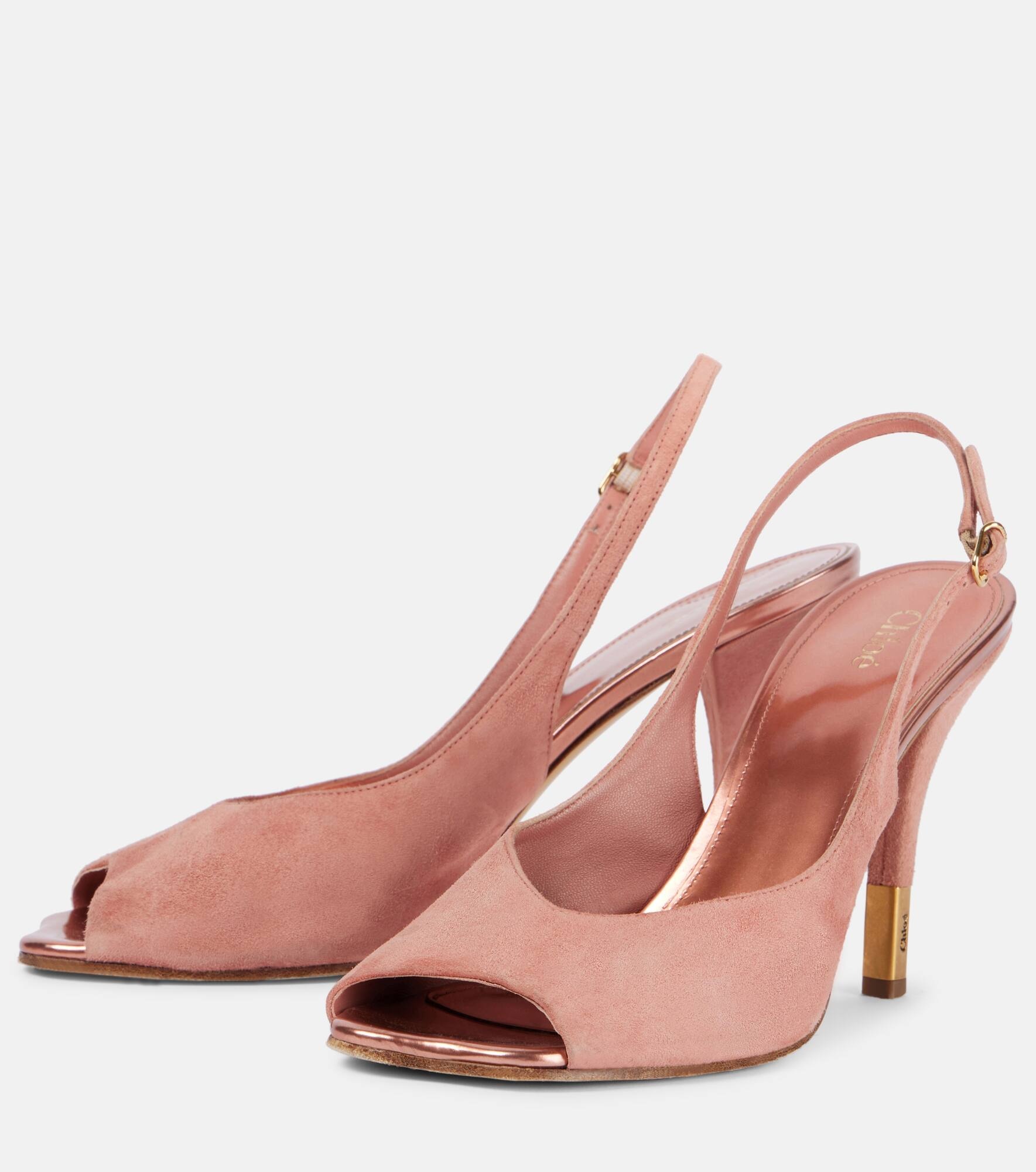 Flower 95 suede peep-toe pumps - 4
