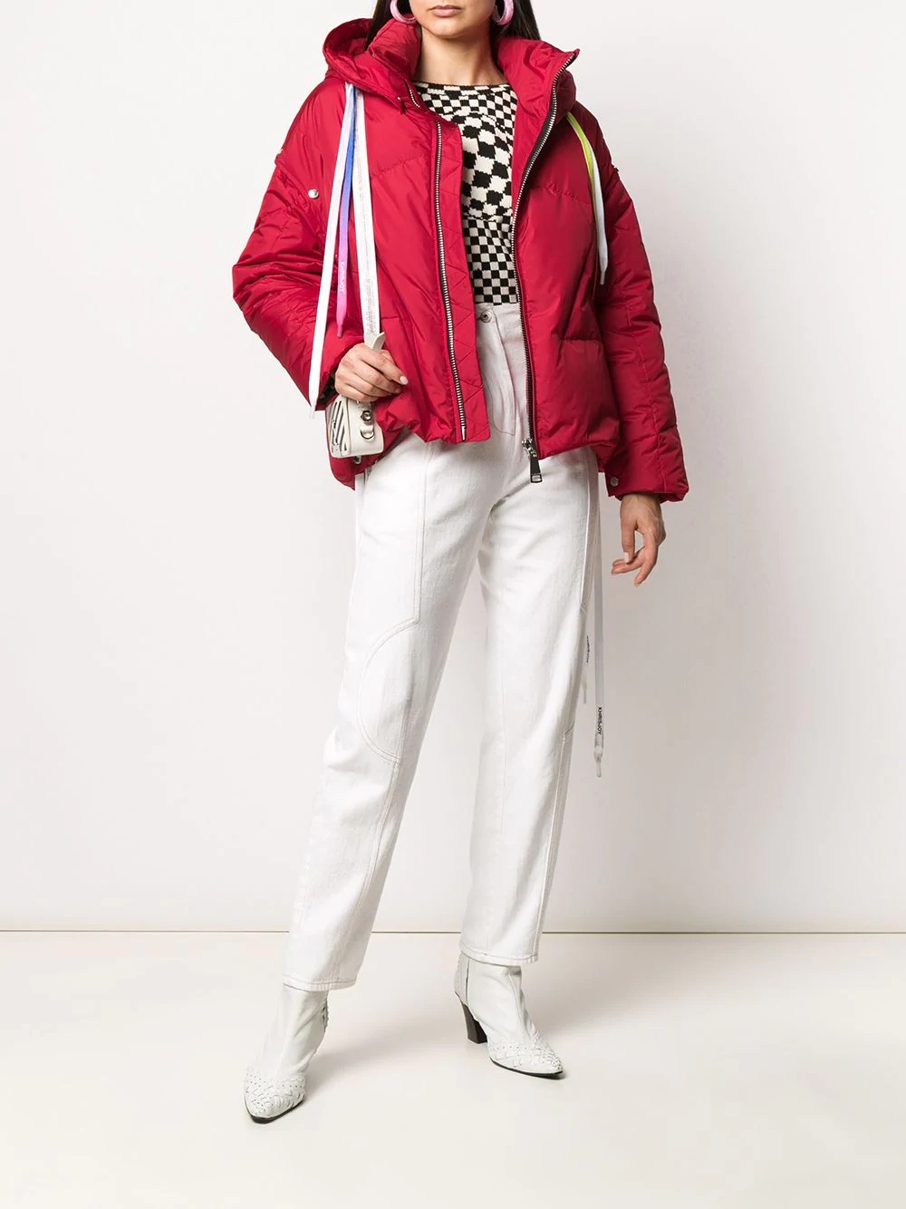 contrasting drawstrings puffer jacket - 2