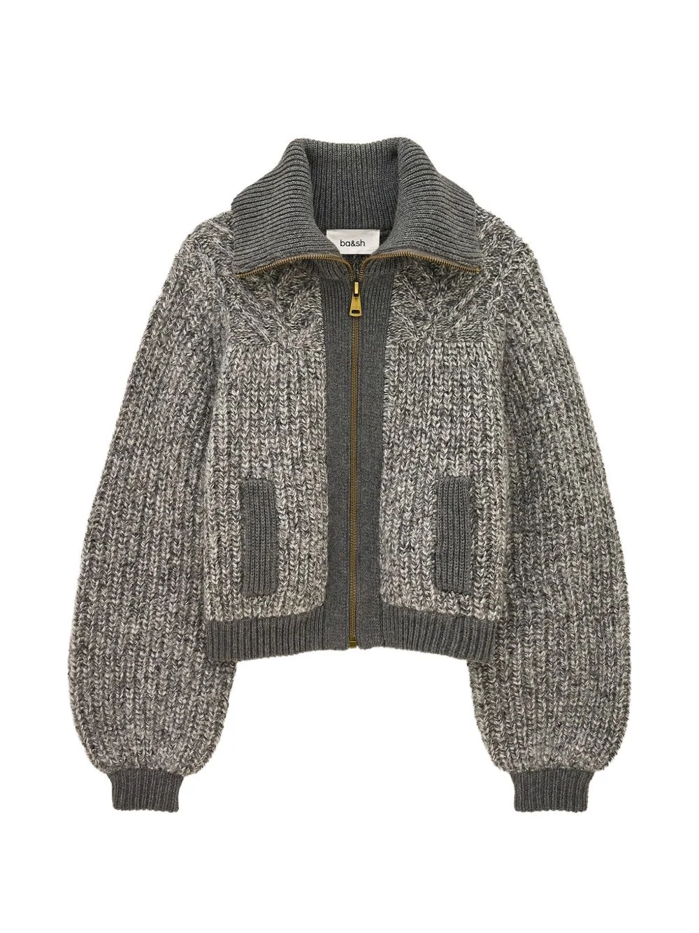 cable-knit zip-up jacket - 1