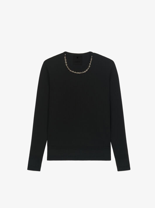 SWEATER IN WOOL AND SILK WITH CHAIN COLLAR - 4