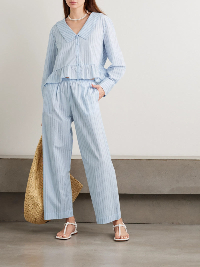 DEIJI STUDIOS Sweep Ruffled Striped Cotton-poplin Shirt outlook