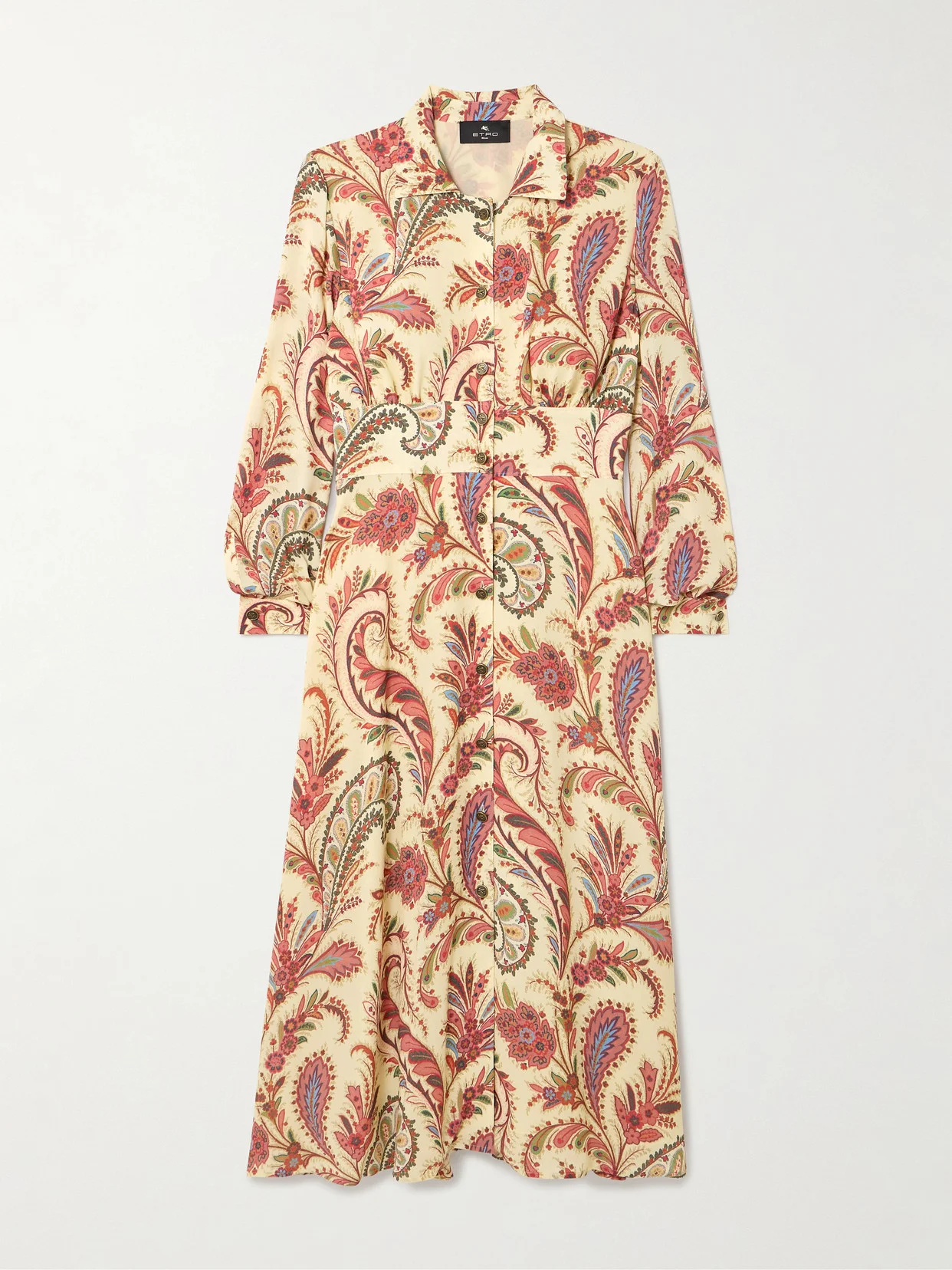 Gathered Paisley-print Crepe Midi Shirt Dress - 1