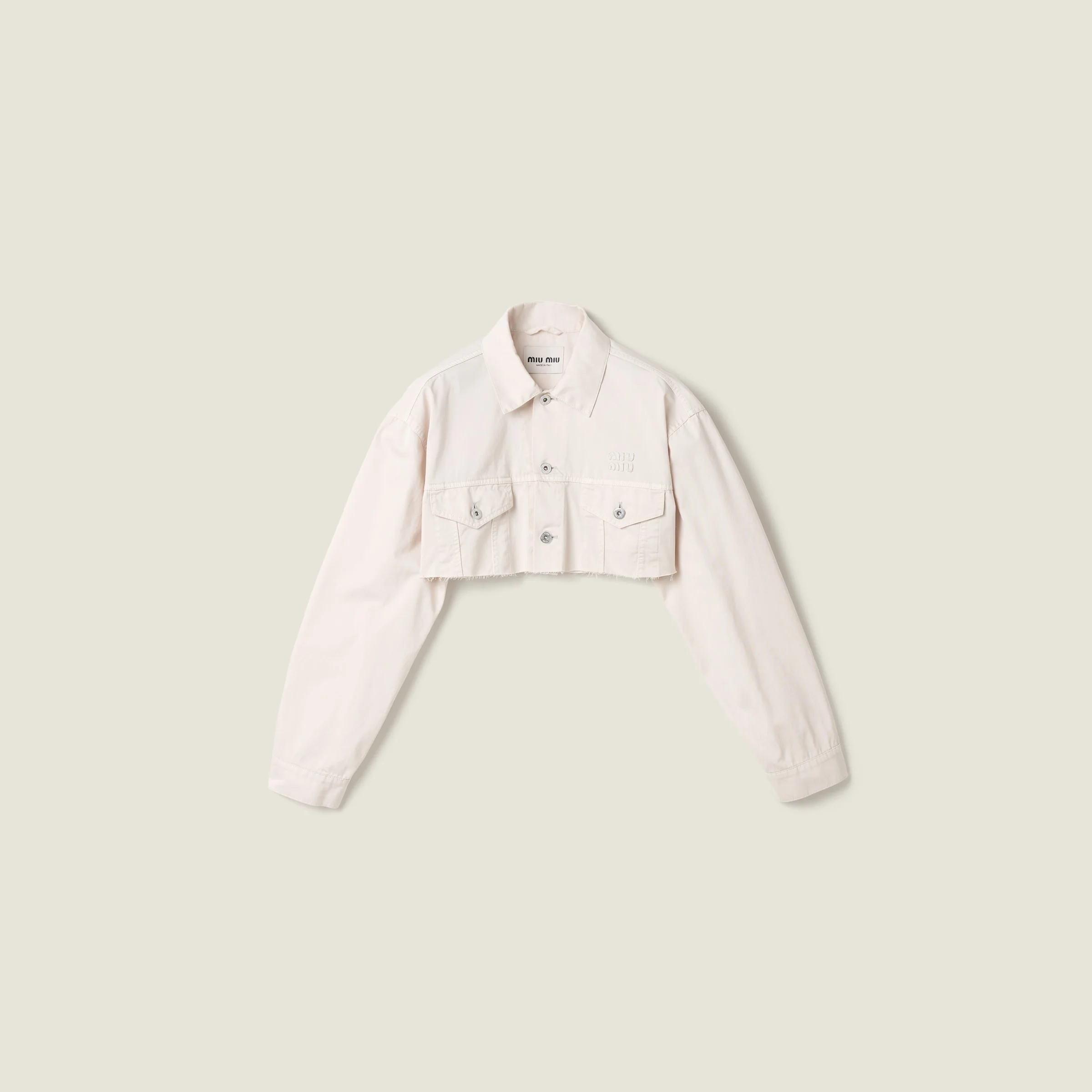 Cropped white denim jacket - 1