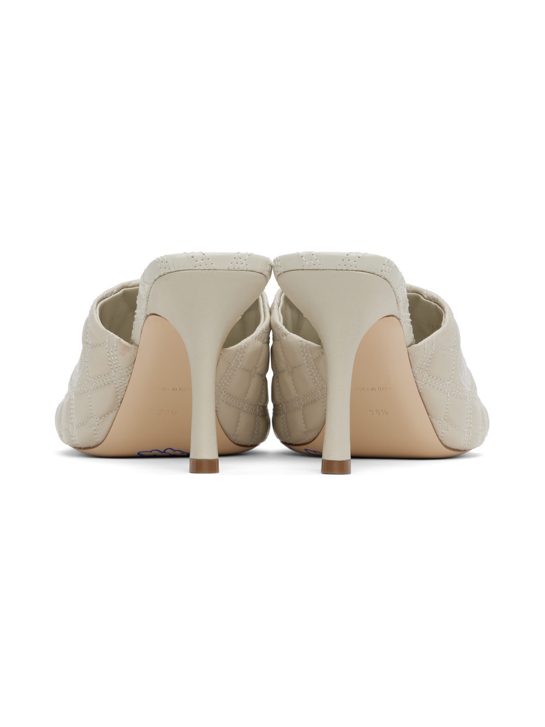 Off-White Leather Quilt Heeled Sandals - 2