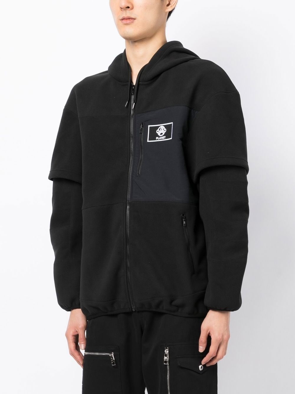 logo patch zip-up hoodie - 3