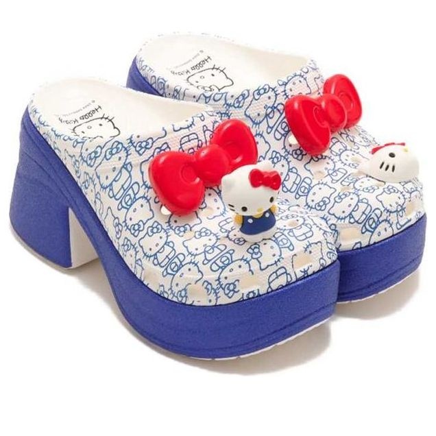 (WMNS) Crocs Hello Kitty Siren Clogs 'White Blue' 209451-100 - 3
