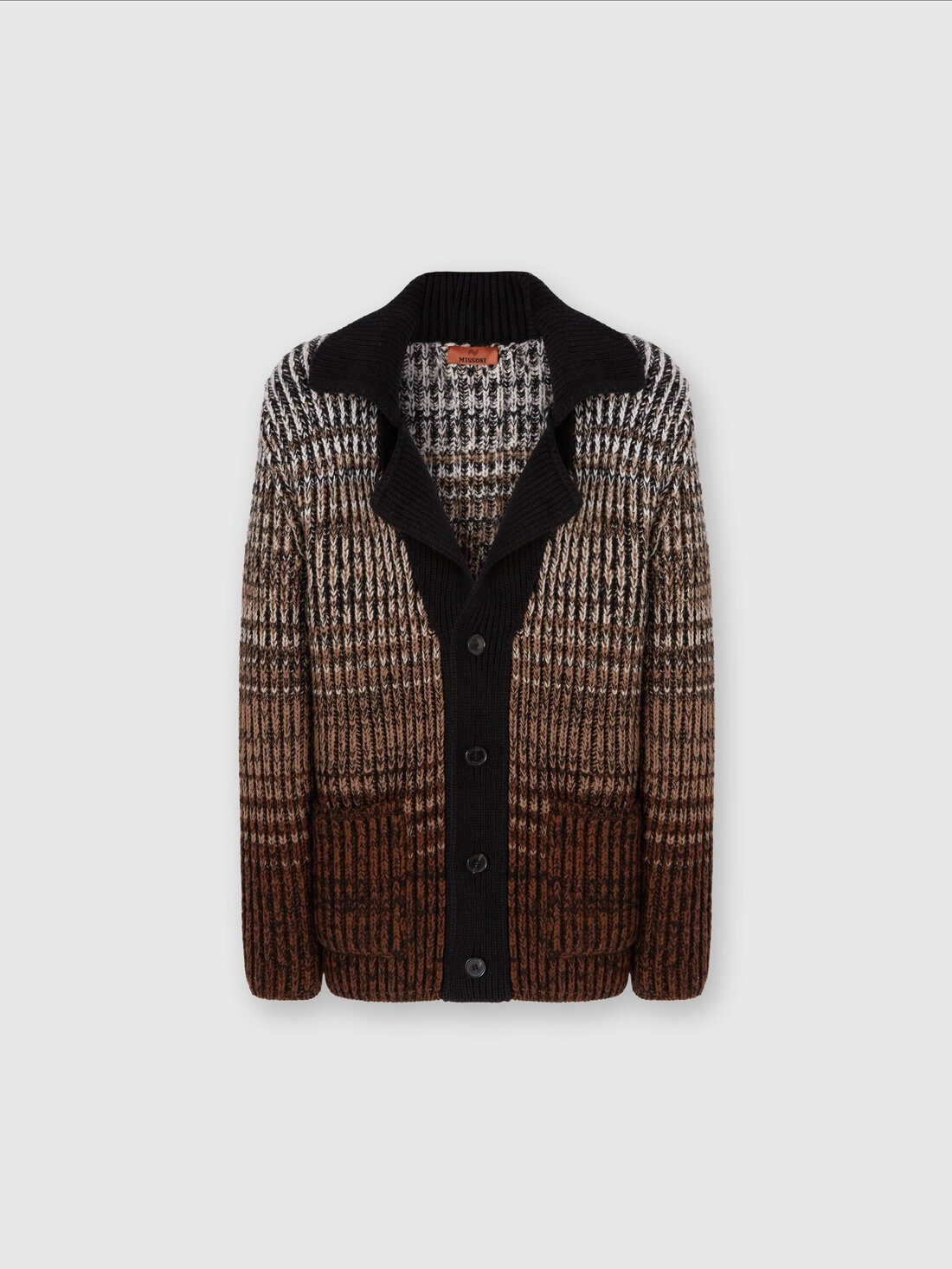 Mélange wool cardigan with contrasting piping - 1