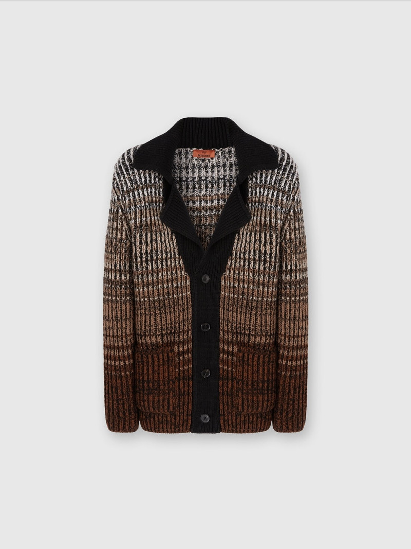 Mélange wool cardigan with contrasting piping 1