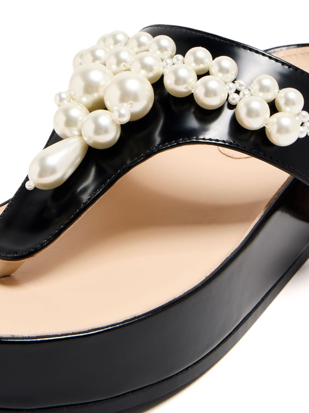 faux-pearl embellished leather sandals - 2
