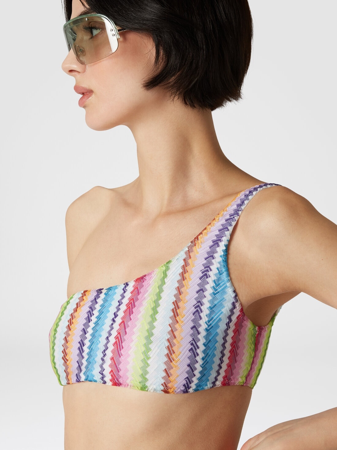 One-shoulder bikini with zig zag print - 5