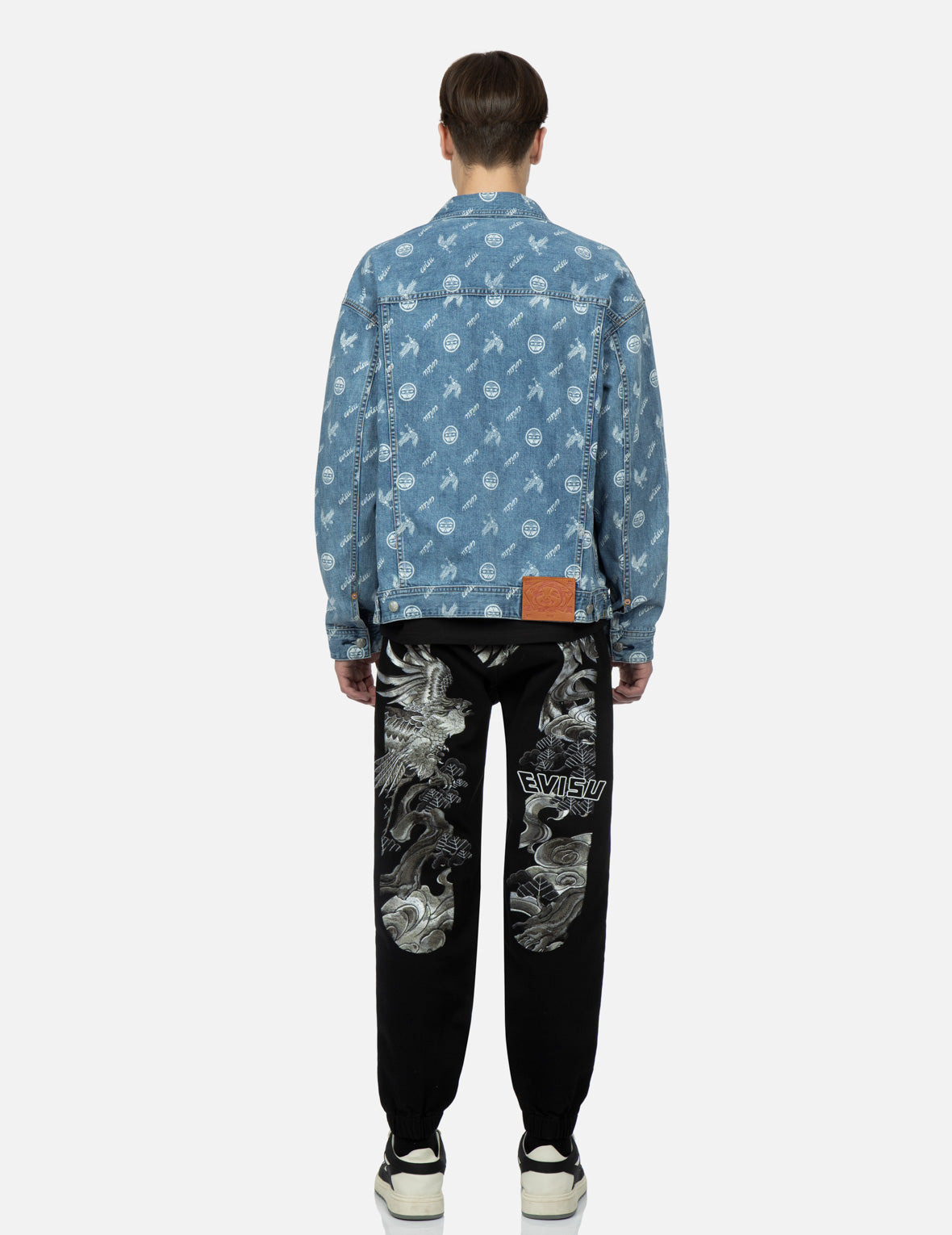 EAGLE AND KAMON ALLOVER DISCHARGED PRINT DENIM JACKET - 6