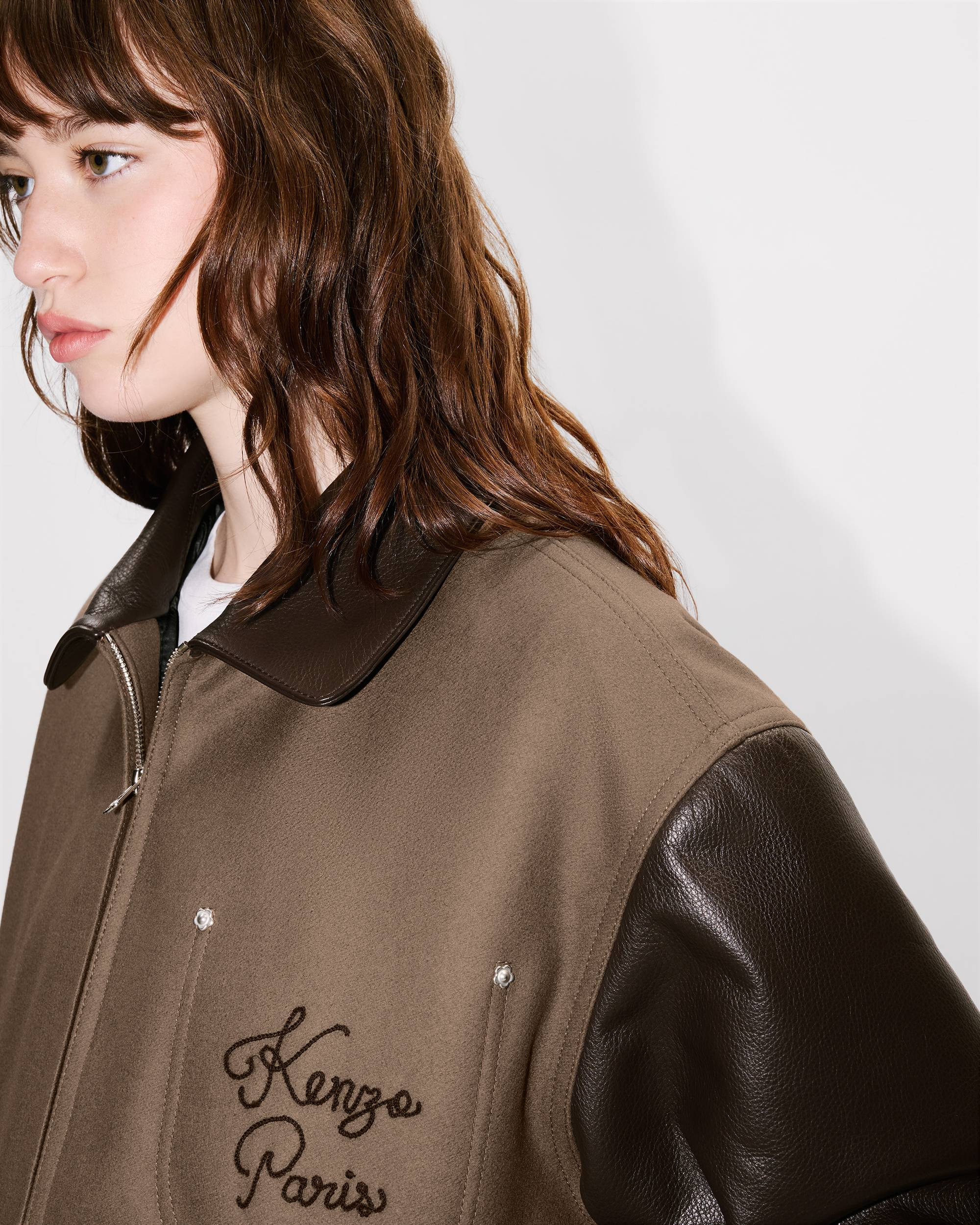 'KENZO Paris Chainstitch' genderless blouson in wool and leather - 7