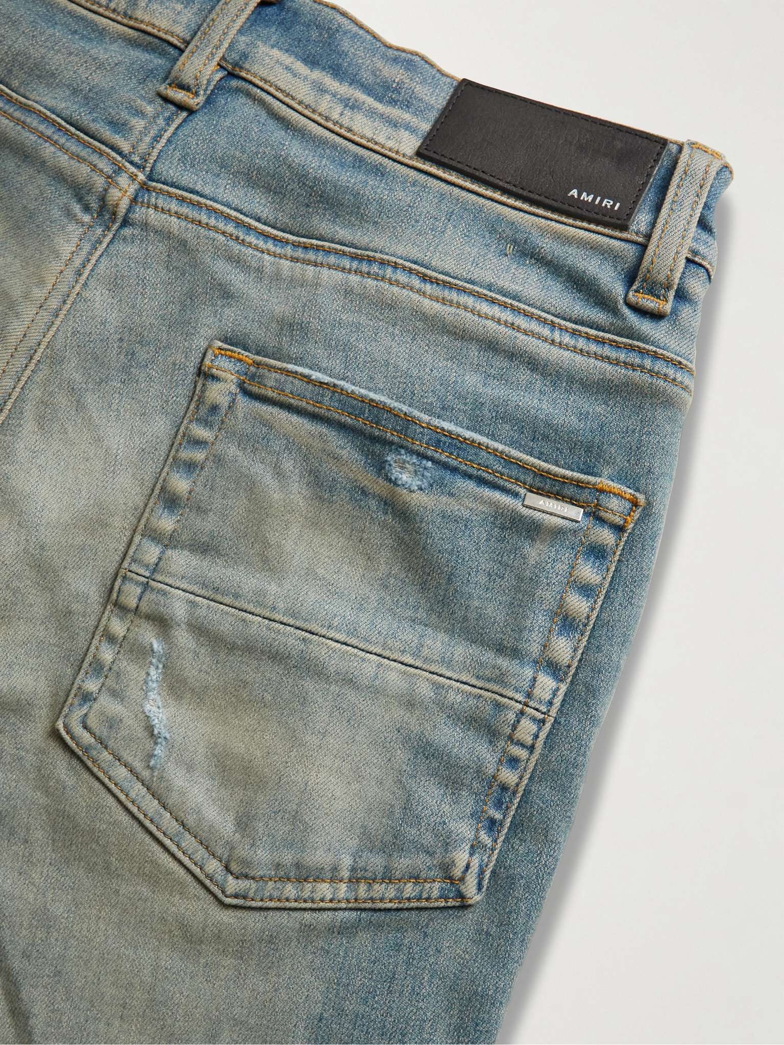 Skinny-Fit Leather-Trimmed Distressed Jeans - 5