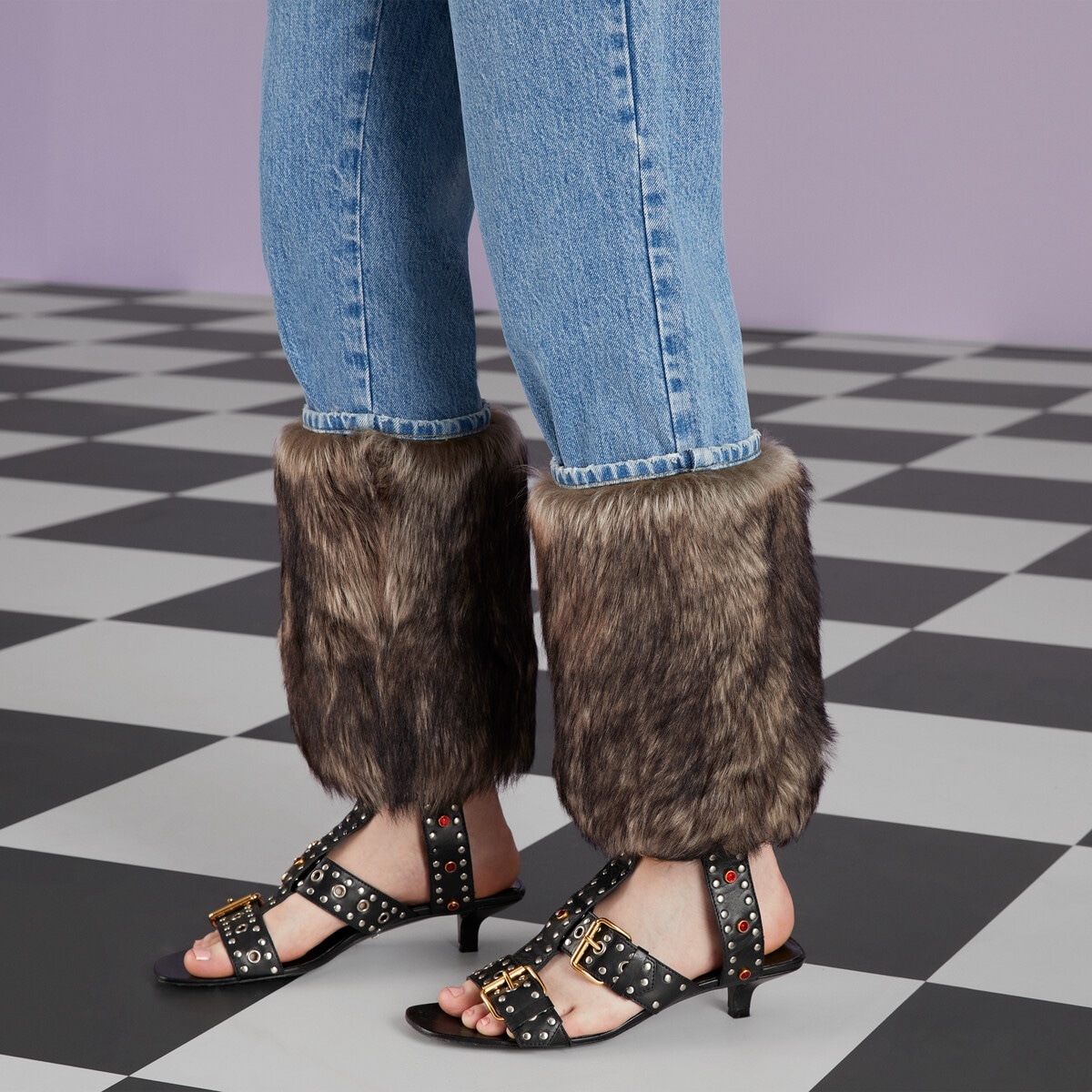 Denim pant with shearling cuff - 3