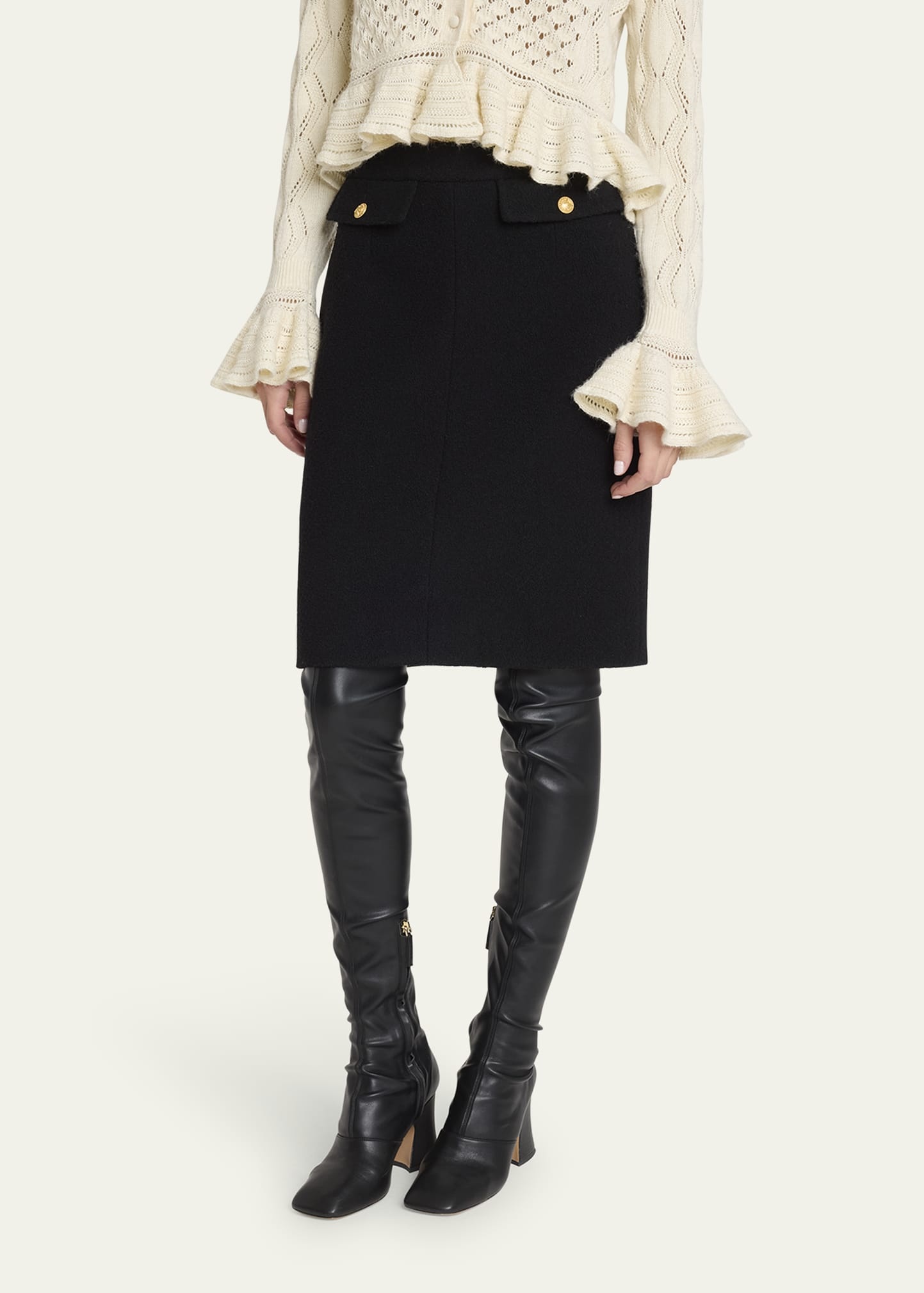 Tweed Pencil Skirt - 4