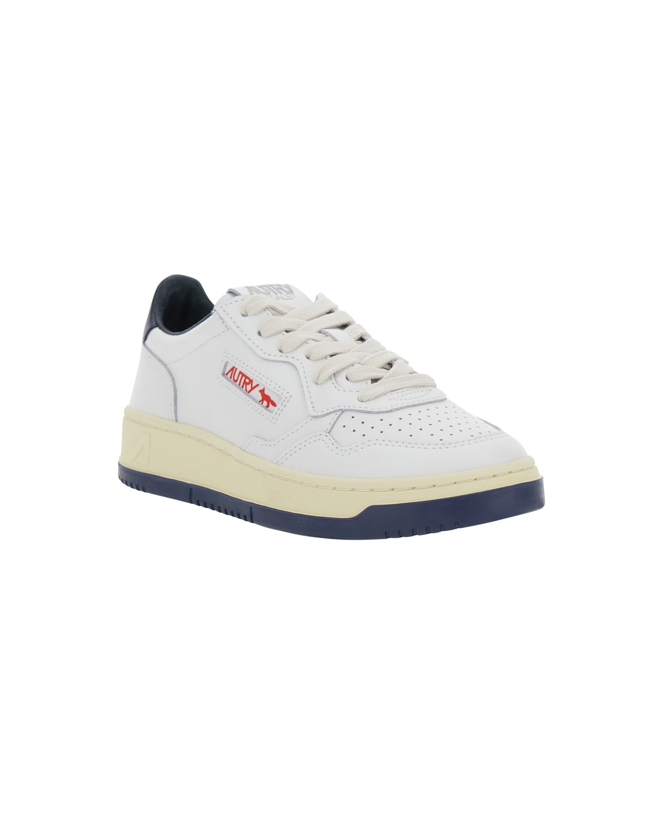 'medalist Low X Maison Kitsuné' White And Blue Sneaker With Side Logo And Logo Lettering On The Back - 2