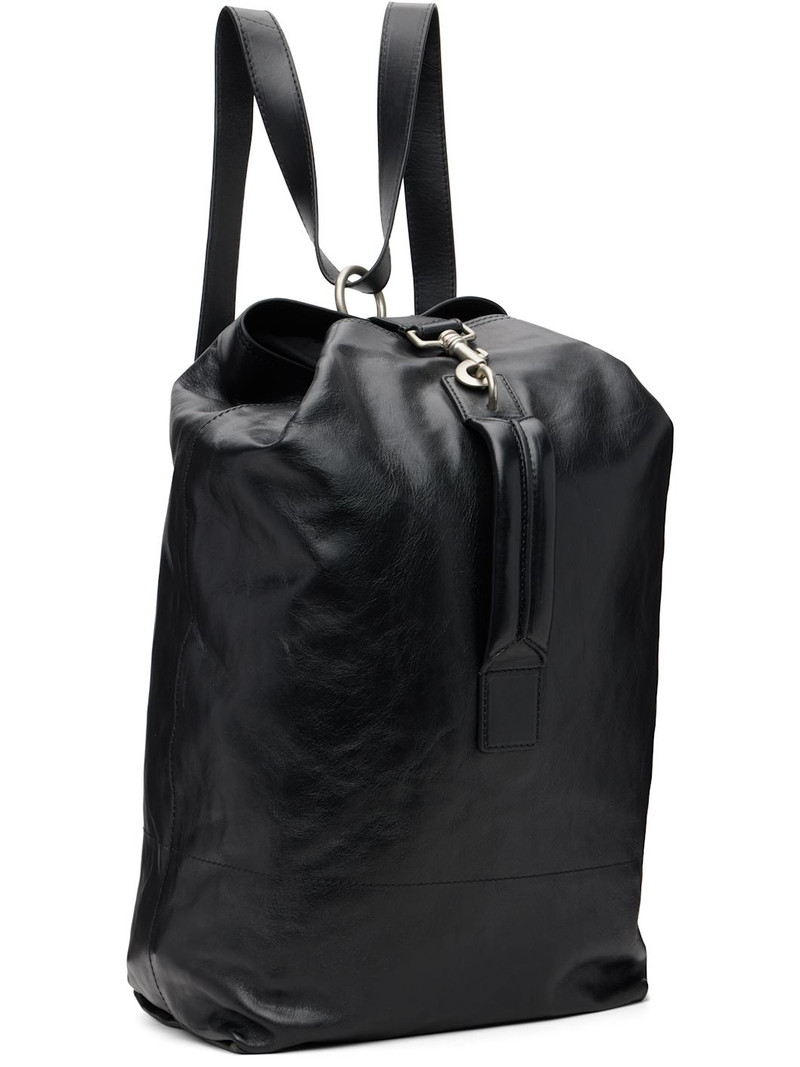 Dries Van Noten Black Adjustable Leather Backpack outlook