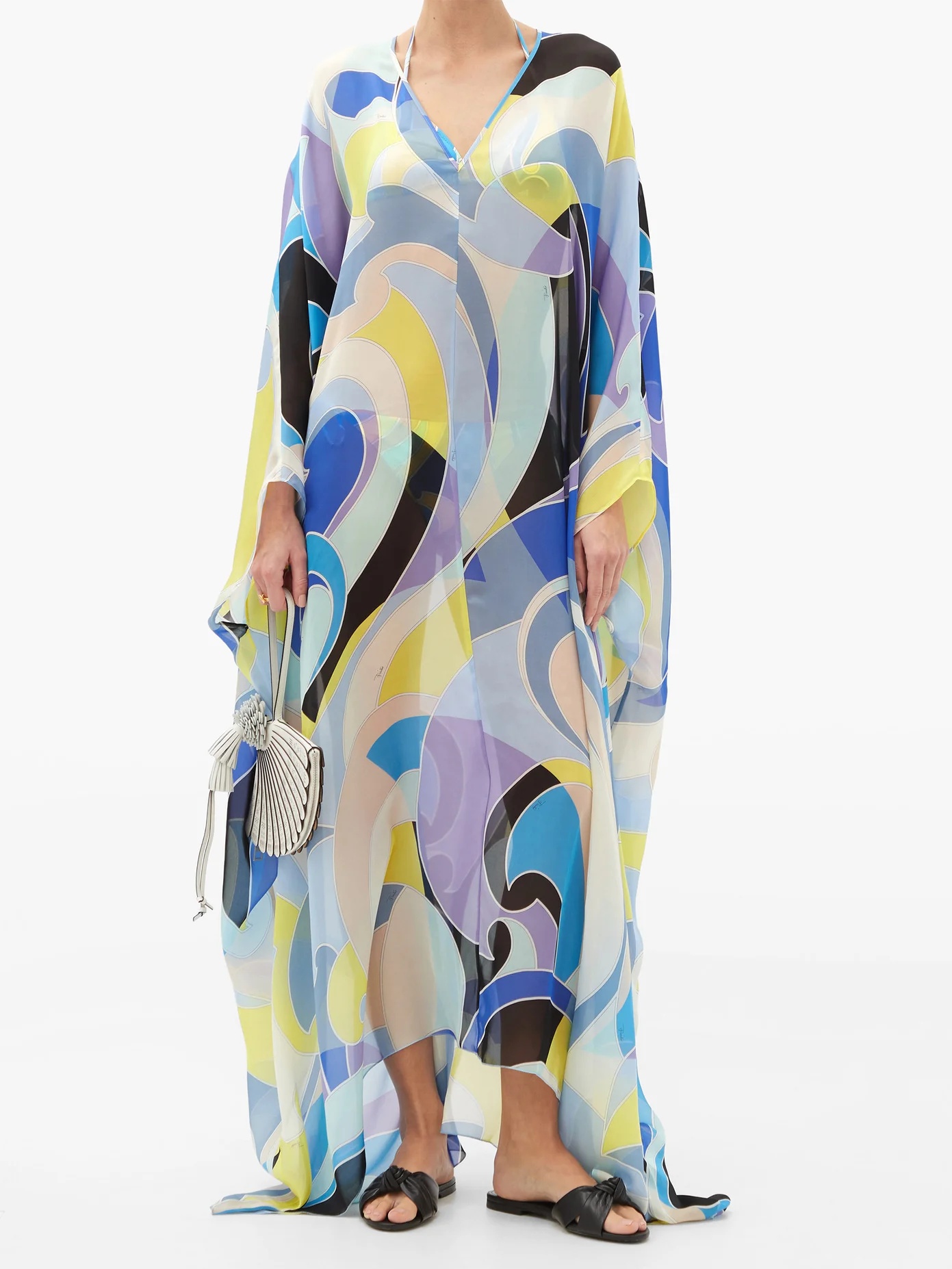 Quirimbas-print silk-chiffon kaftan - 2