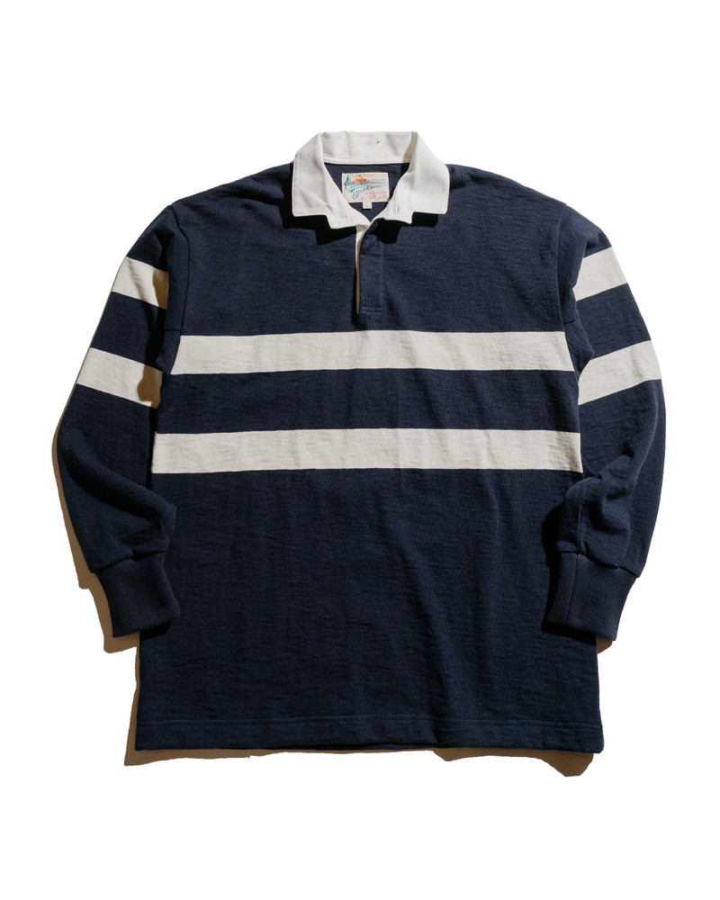 MC25013 Climbers' Striped Rugby Shirt Navy/Ecru 1