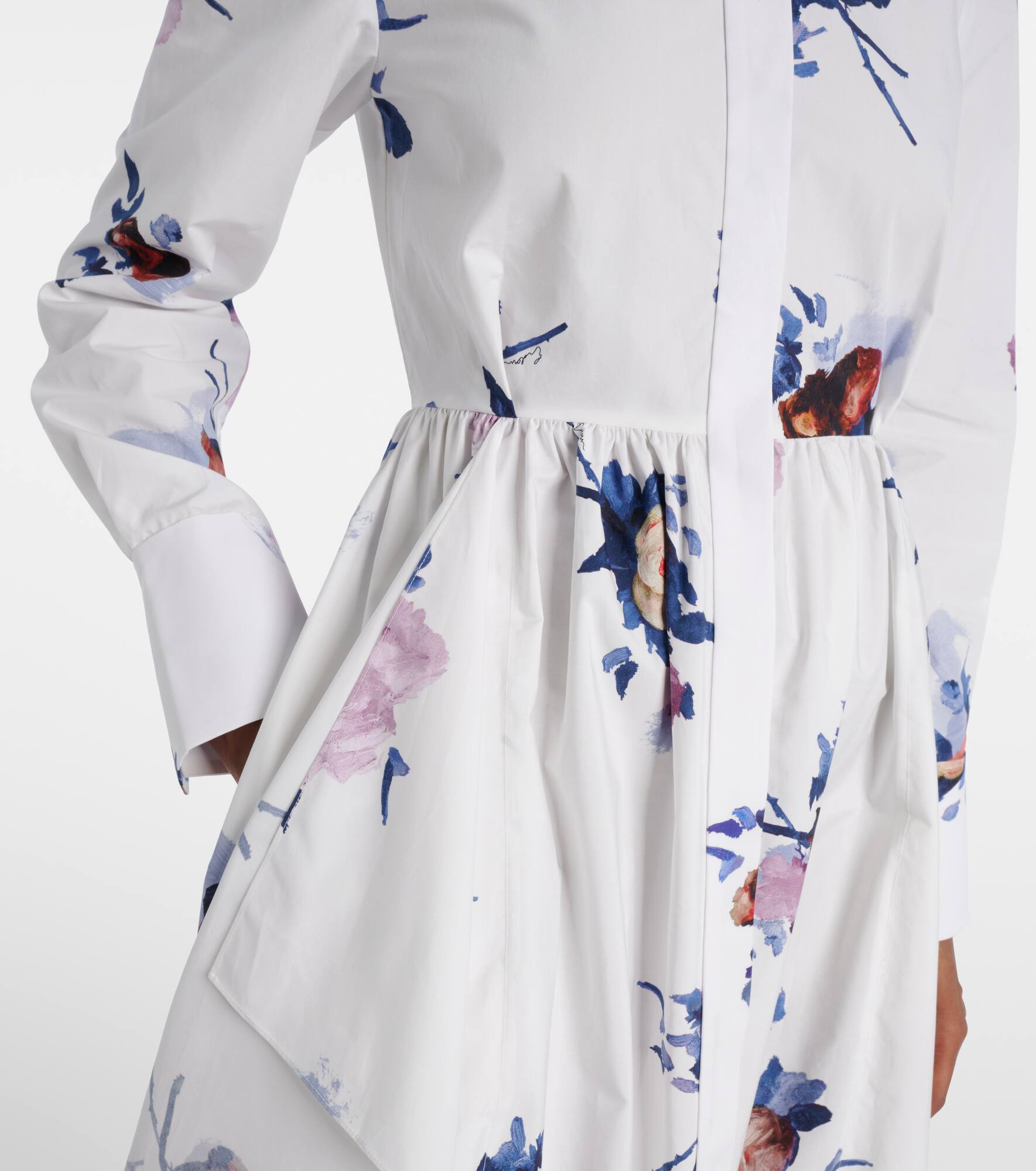Floral cotton poplin shirt dress - 5
