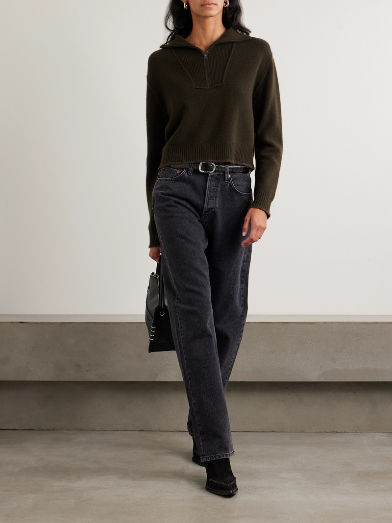 RE/DONE Frayed Wool And Cashmere-blend Half-zip Sweater outlook