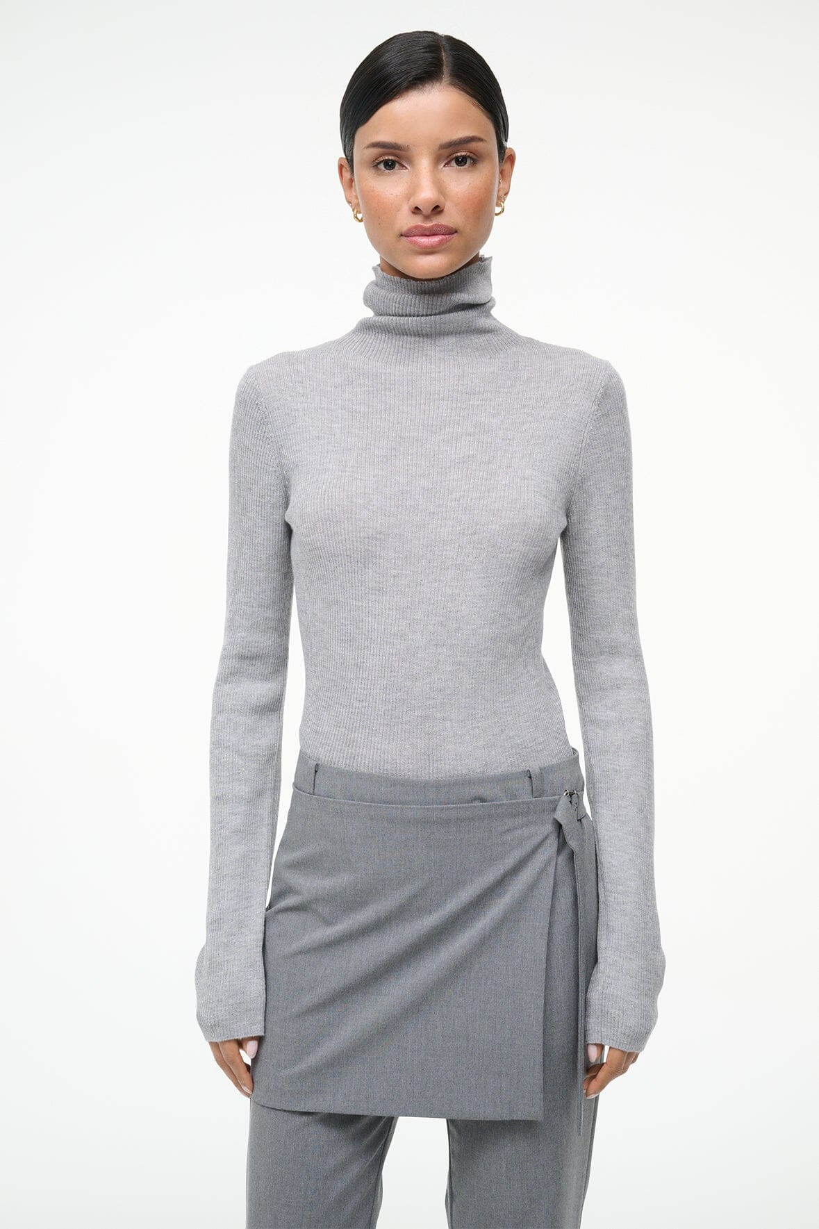 STAUD TONI SUPERFINECASHMERE SWEATER ASH GREY - 4