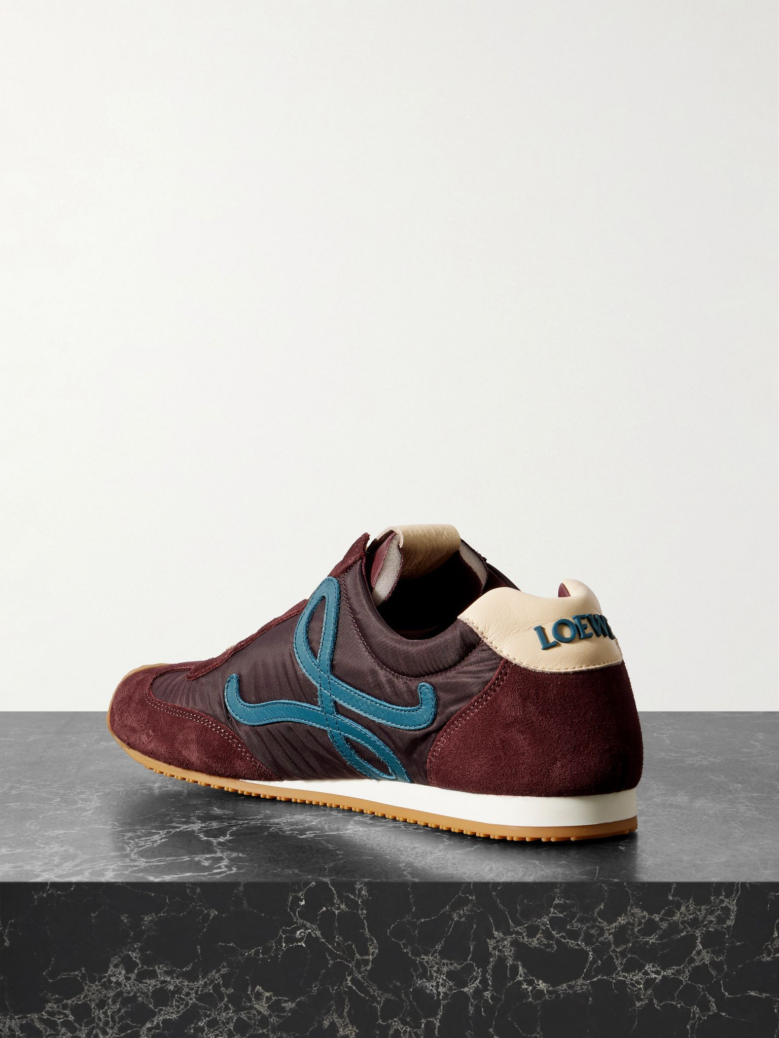 Ballet Runner 2.0 logo-appliquéd shell, suede and leather sneakers Dark purple - 3