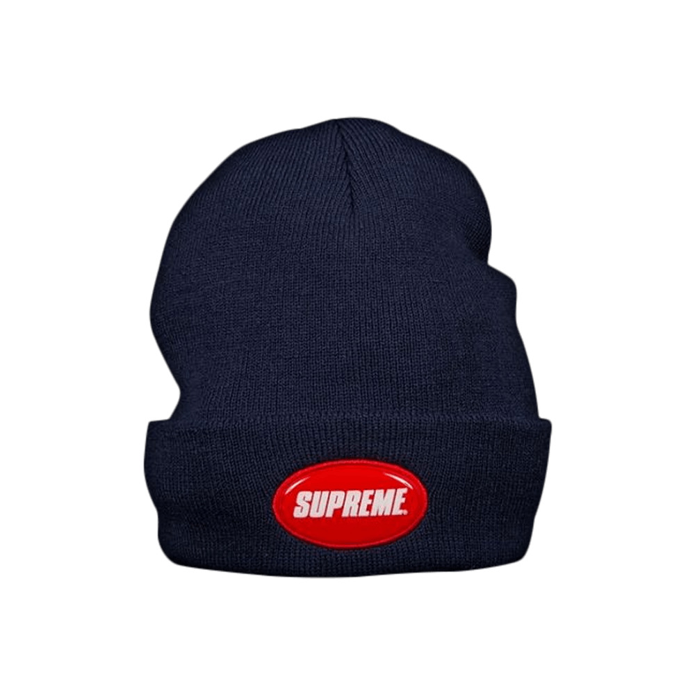 Supreme Supreme Rubber Patch Beanie 'Navy' | REVERSIBLE