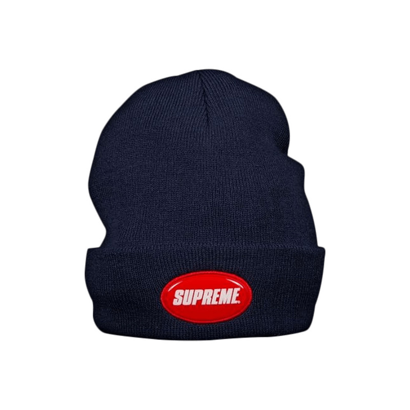 Supreme Rubber Patch Beanie 'Navy' - 1