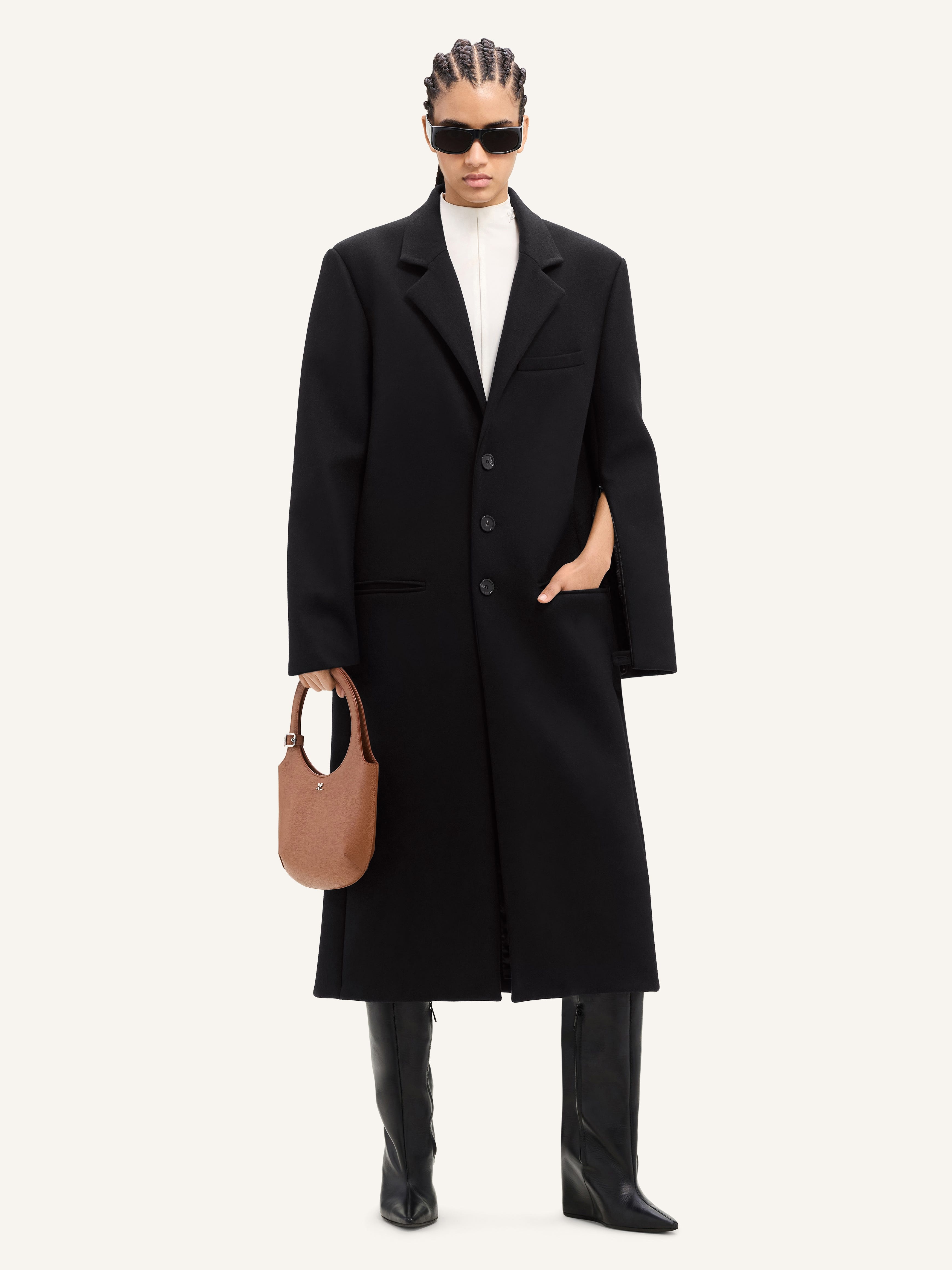 TAILORED WOOL LONG COAT - 3