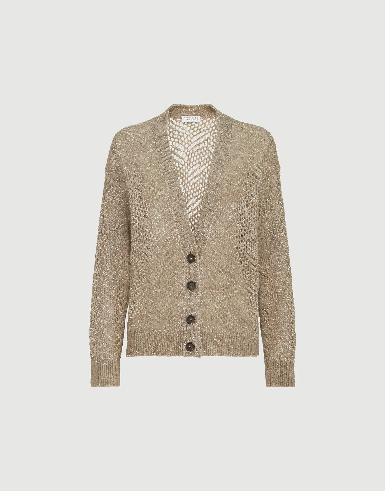 Dazzling abstract leaf cardigan in mohair and wool - 1