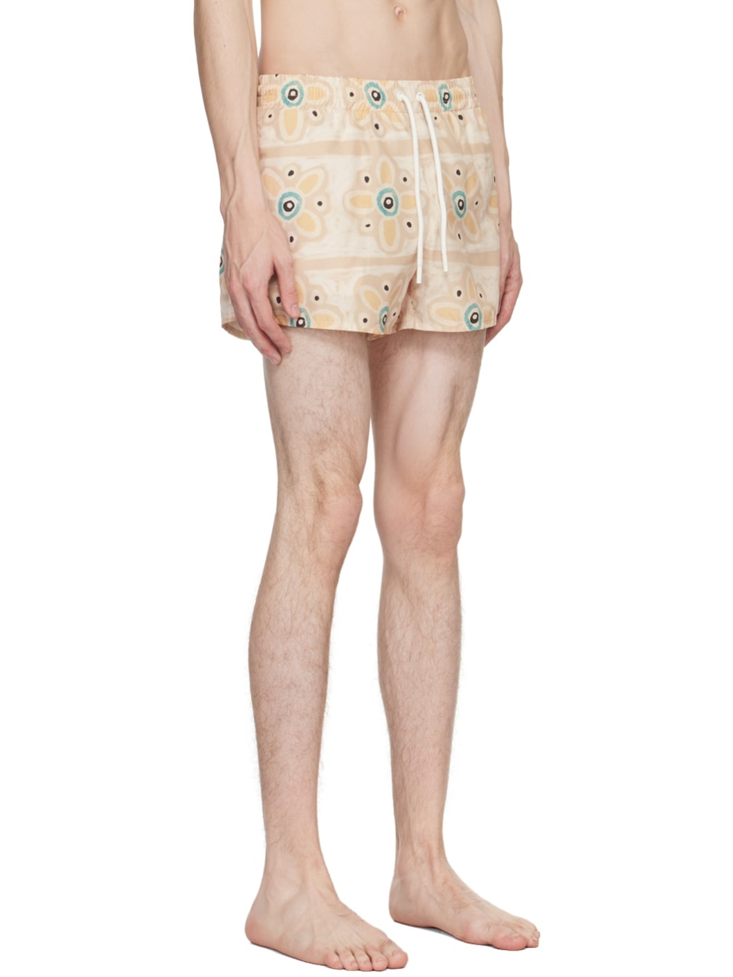 Beige Floral Swim Shorts - 2
