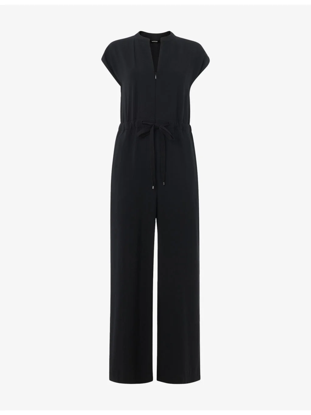 V-Neck Short-Sleeve Woven Jumpsuit - 1