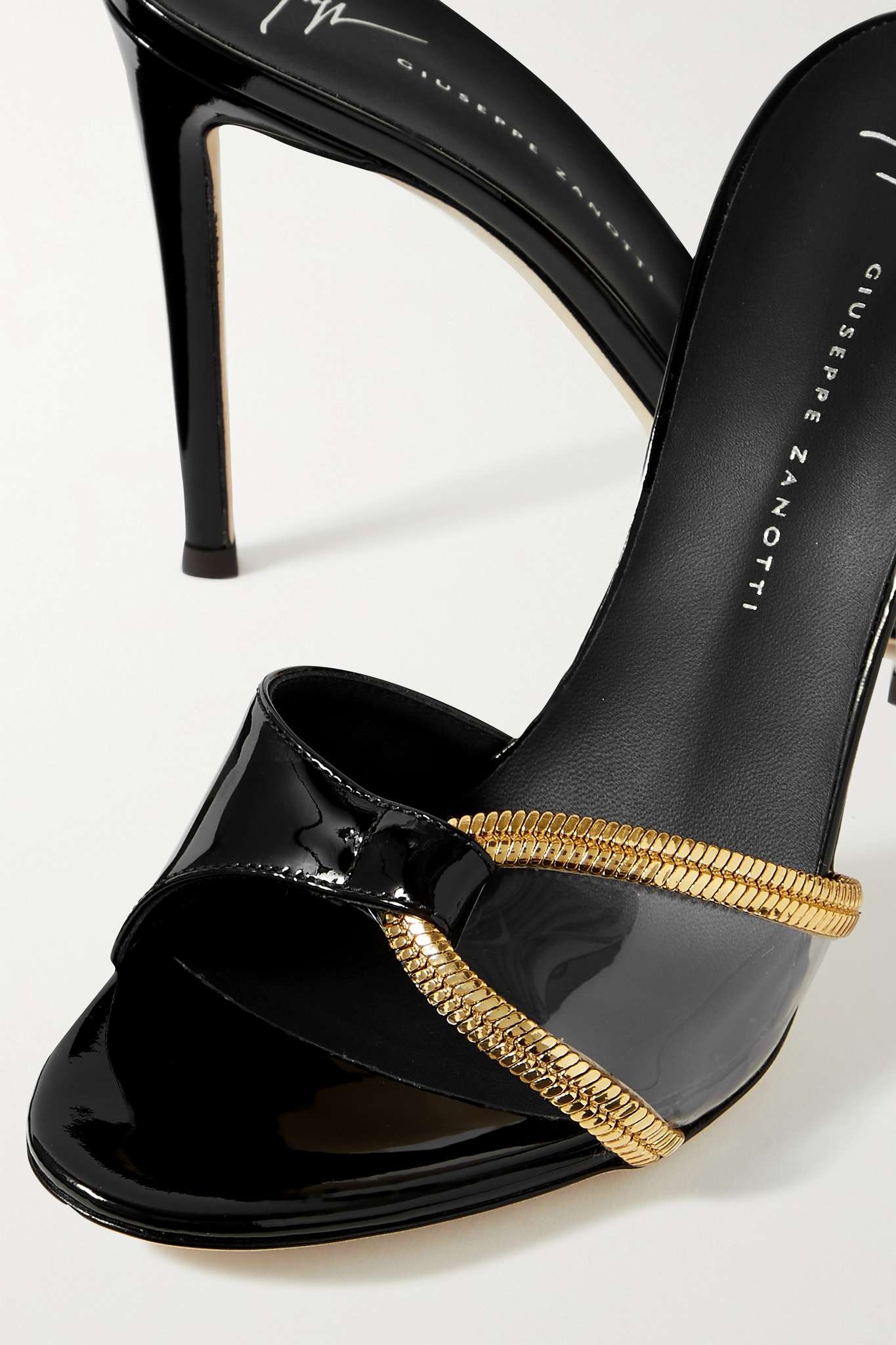 Basic chain-embellished PVC and patent-leather mules - 4