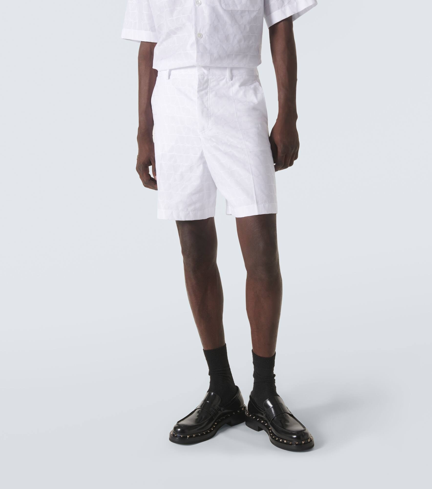 Jacquard cotton poplin shorts - 3