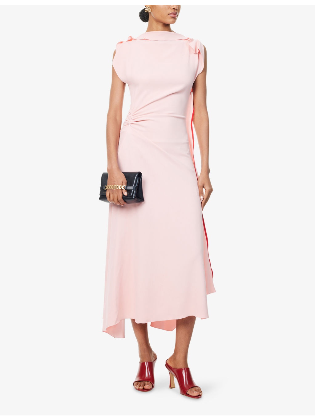 Draped Asymmetric Stretch-Woven Midi Dress - 2