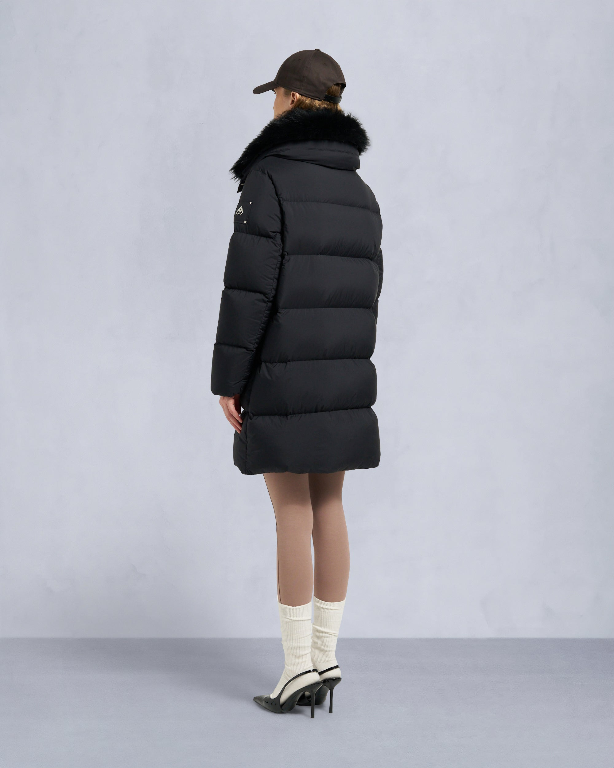BELLE DUNE LONG SHEARLING TRIM PUFFER - 4