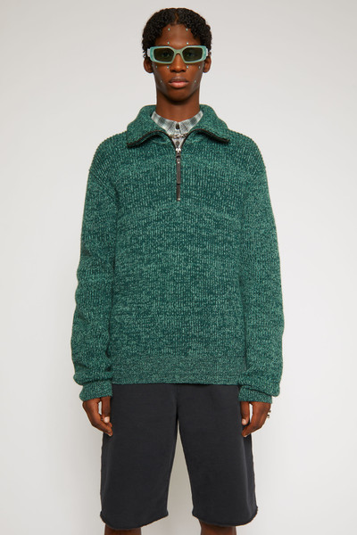 Acne Studios Half-zip ribbed sweater forest green/mint green outlook