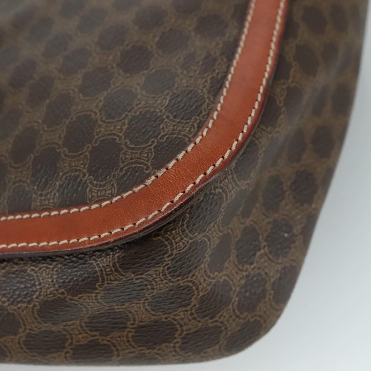 CELINE Macadam Canvas Shoulder Bag Pvc Leather Brown Gold - 13